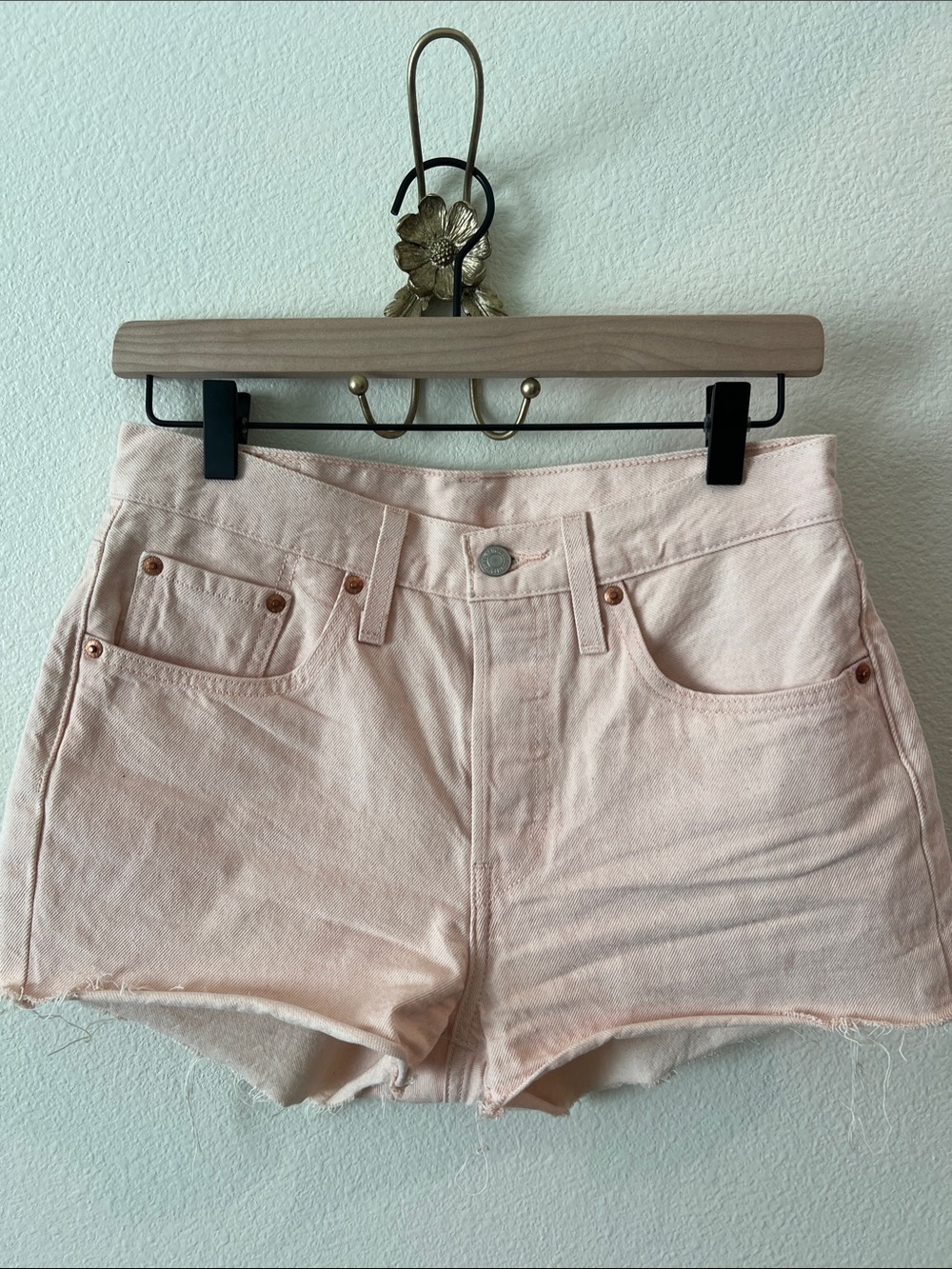 Levi's Pale Pink Denim Cutoff Shorts